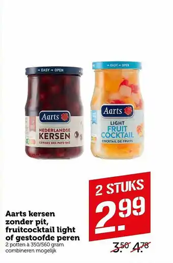 Coop Aarts Kersen Zonder Pit, Fruitcocktail Light Of Gestoofde Peren aanbieding