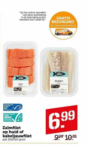 Coop Zalmfilet Op Huid Of Kabeljauwfilet aanbieding