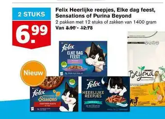 Hoogvliet Felix Heerlijke Reepjes, Elke Dag Feest, Sensations Of Purina Beyond aanbieding