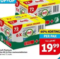 Hoogvliet Dreft Platinum Plus All-in One vaatwastabletten aanbieding