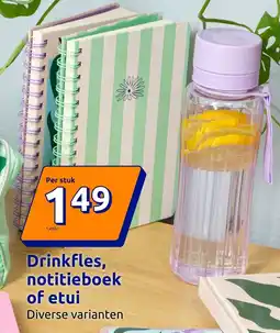 Action Drinkfles, notitieboek of etui aanbieding