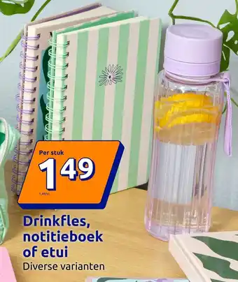 Action Drinkfles, notitieboek of etui aanbieding