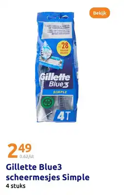 Action Gillette Blue3 scheermesjes Simple aanbieding