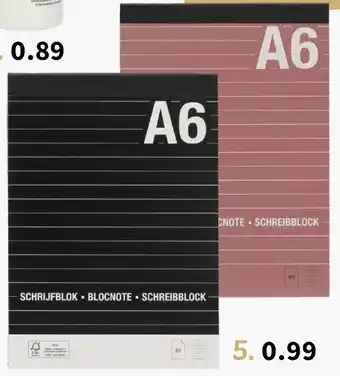 Wibra A6 schrijfblok aanbieding