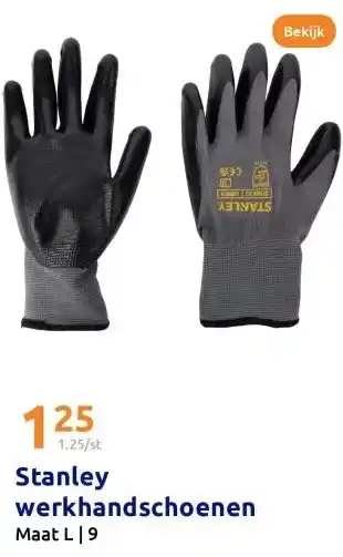 Action Stanley werkhandschoenen aanbieding