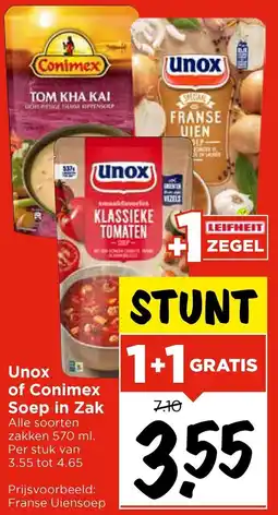Vomar Voordeelmarkt Unox of Conimex Soep in Zak aanbieding