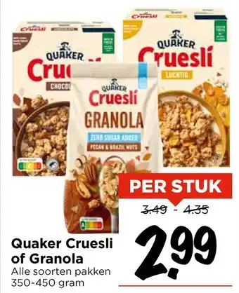 Vomar Voordeelmarkt Quaker Cruesli of Granola aanbieding