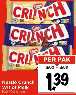 Vomar Voordeelmarkt Nestlé Crunch Wit of Melk aanbieding