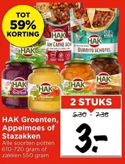 Vomar Voordeelmarkt HAK Groenten, Appelmoes of Stazakken aanbieding