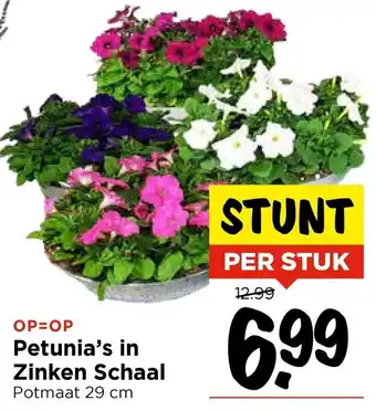 Vomar Voordeelmarkt Petunia's in Zinken Schaal aanbieding