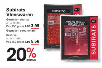 Sligro Subirats Vleeswaren aanbieding