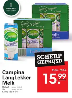 Sligro Campina LangLekker Melk aanbieding