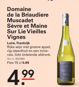 Sligro Domaine de la Briaudiere Muscadet Sèvre et Maine Sur Lie Vieilles Vignes aanbieding