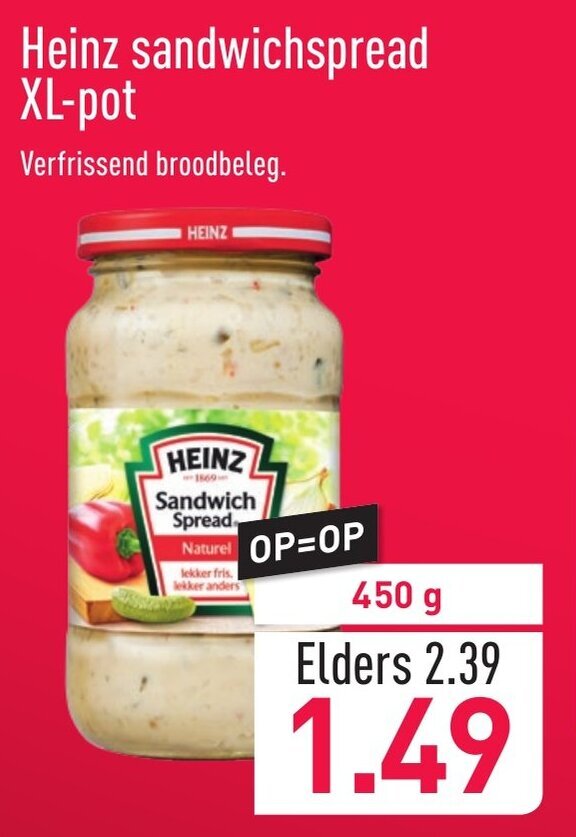 Heinz sandwichspread XLpot 450 g aanbieding bij ALDI