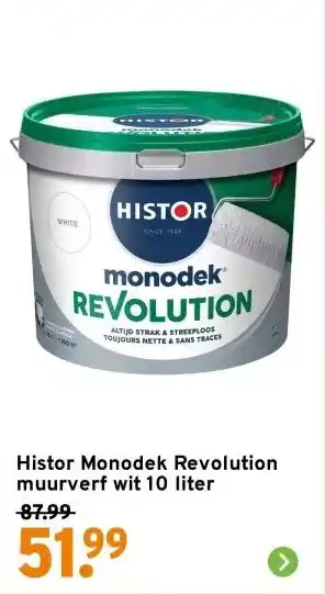 GAMMA Histor Monodek Revolution muurverf wit 10 liter aanbieding