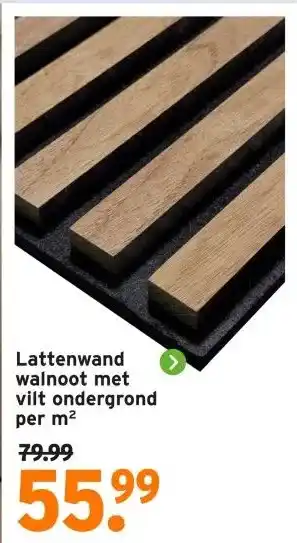 GAMMA Lattenwand walnoot met vilt ondergrond per m² aanbieding