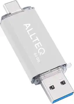 Bol.com USB stick - Dual USB - USB C - 64 GB - Zilver - Allteq aanbieding