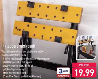 ALDI Inklapbare werkbank 63x60.5x76 cm aanbieding