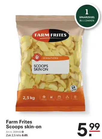 Sligro Farm Frites Scoops skin on aanbieding