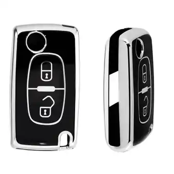 ANWB Dutch Shield Sleutelhoesje Peugeot zwart D2 Zwart-Zilver aanbieding