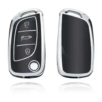 ANWB Dutch Shield Sleutelhoesje Peugeot zwart C3 Zwart-Zilver aanbieding