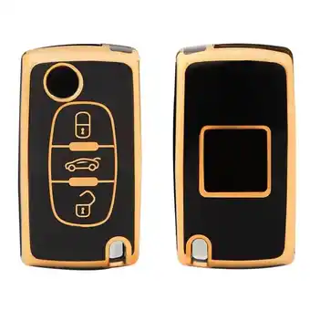 ANWB Dutch Shield Sleutelhoesje Peugeot goud D3 Zwart-Goud aanbieding