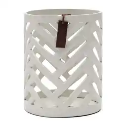 Douglas Rivièra Maison Rivièra Maison - Elegante Orkaan in W01 - Wit van Aluminium en Leer, 20,5 cm Hoog aanbieding
