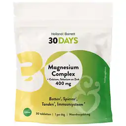 Holland & Barrett Holland & Barrett 30DAYS Magnesium Complex 400mg + Calcium, Selenium En Zink - 30 tabletten aanbieding