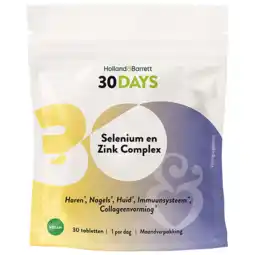Holland & Barrett Holland & Barrett 30DAYS Selenium En Zink Complex - 30 tabletten aanbieding