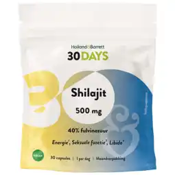 Holland & Barrett Holland & Barrett 30DAYS Shilajit 500mg 40% Fulvinezuur - 30 capsules aanbieding