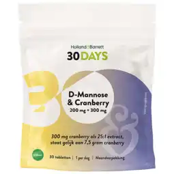 Holland & Barrett Holland & Barrett 30DAYS D-Mannose 200mg & Cranberry 300mg - 30 tabletten aanbieding