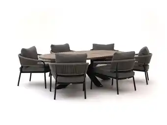 Kees Smit Bellagio Nova Siri /ROUGH-Y Ellips 240cm low dining tuinset 7-delig aanbieding