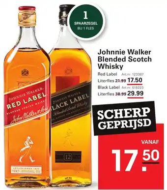 Sligro Johnnie Walker Blended Scotch Whisky aanbieding