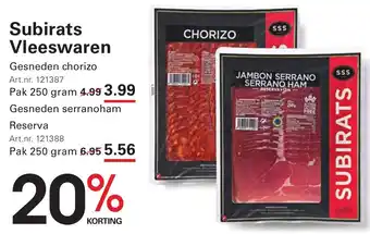 Sligro Subirats Vleeswaren aanbieding