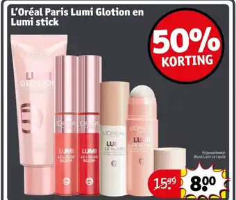 Kruidvat L'Oréal Paris Lumi Glotion en Lumi stick aanbieding