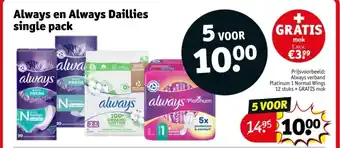 Kruidvat Always en Always Daillies aanbieding