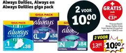 Kruidvat Always Dailies, Always en Always Daillies giga pack aanbieding