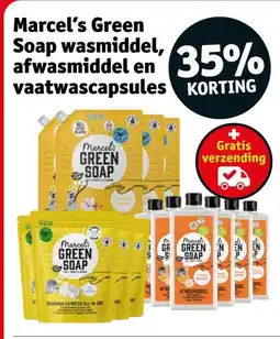 Kruidvat Marcel's Green Soap wasmiddel, afwasmiddel en vaatwascapsules aanbieding