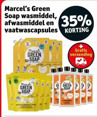Kruidvat Marcel's Green Soap wasmiddel, afwasmiddel en vaatwascapsules aanbieding