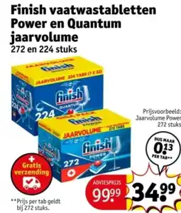 Kruidvat Finish vaatwastabletten Power en Quantum jaarvolume aanbieding