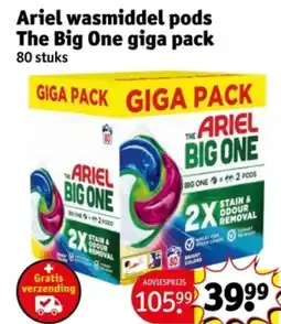 Kruidvat Ariel wasmiddel pods The Big One giga pack aanbieding