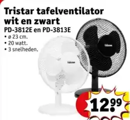 Kruidvat Tristar tafelventilator wit en zwart aanbieding