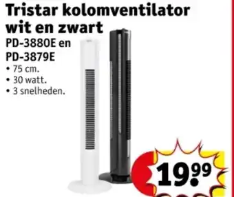 Kruidvat Tristar kolomventilator wit en zwart aanbieding