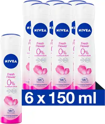 Bol.com NIVEA Fresh Flower - 6 x 150 ml - Voordeelverpakking - Deodorant Spray aanbieding