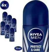 Bol.com NIVEA MEN Protect & Care Deodorant Roller - 6 x 50 ml - Voordeelverpakking aanbieding