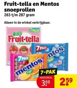 Kruidvat Fruit-tella en Mentos snoeprollen aanbieding