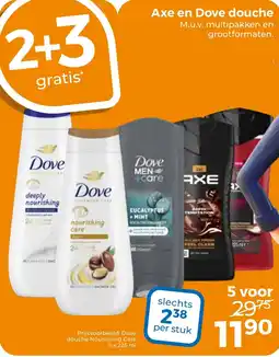 Trekpleister Axe en Dove douche aanbieding