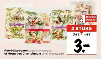 Vomar Voordeelmarkt Roerbakgroenten alle soorten 400 gram of Gesneden Champignons alle soorten 250 gram aanbieding