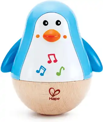 Amazon Hape E0331 - Staande pinguïne, staande mannetje met geluid, blauw, vanaf 6 maanden aanbieding