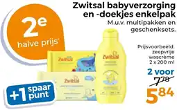 Trekpleister Zwitsal babyverzorging en doekjes enkelpak aanbieding